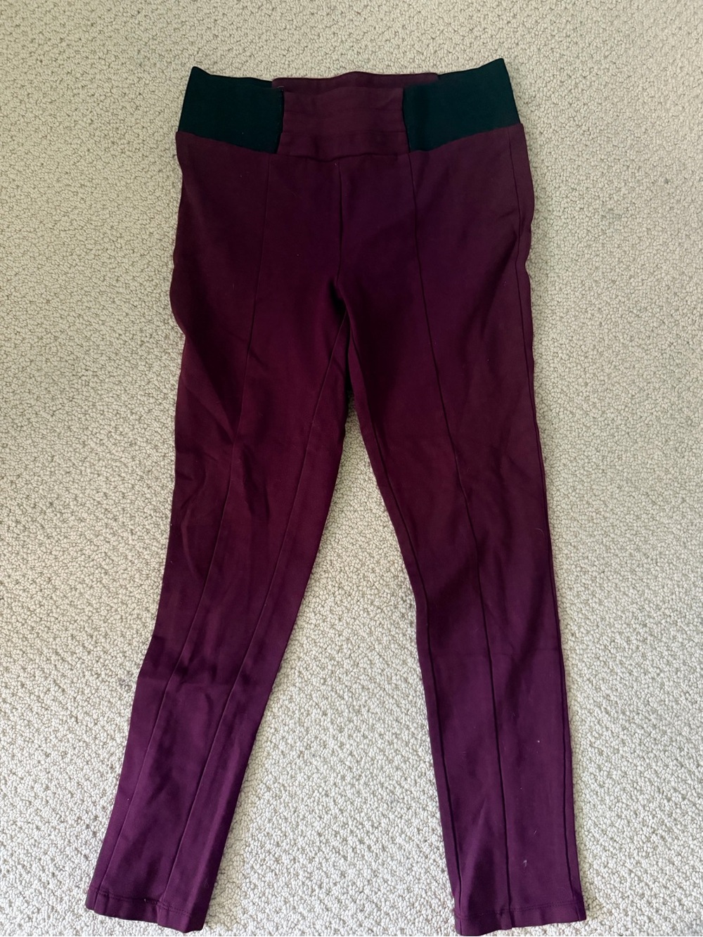 Forever 21 Burgundy Leggings with Black Waist Panels